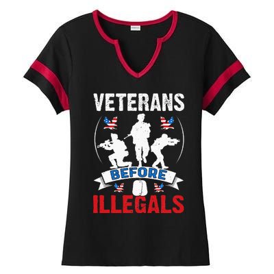 Veterans Before Illegal 4th Of July USA Soldier American Ladies Halftime Notch Neck Tee