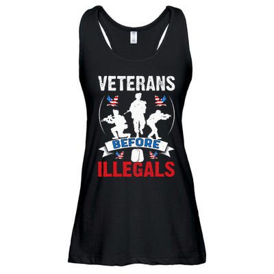 Veterans Before Illegal 4th Of July USA Soldier American Ladies Essential Flowy Tank