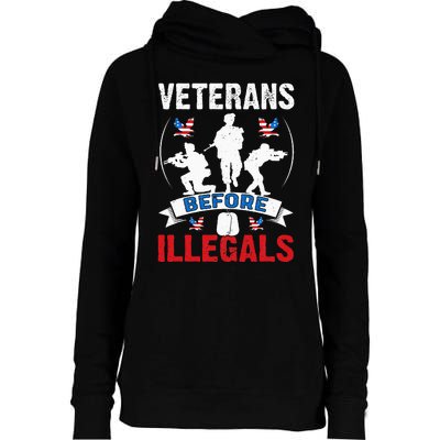 Veterans Before Illegal 4th Of July USA Soldier American Womens Funnel Neck Pullover Hood