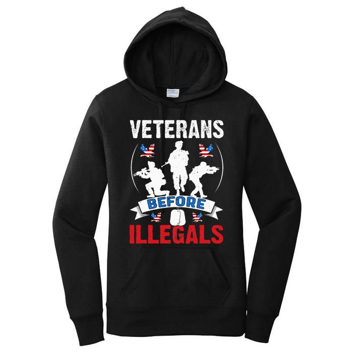 Veterans Before Illegal 4th Of July USA Soldier American Women's Pullover Hoodie