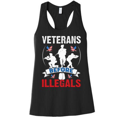 Veterans Before Illegal 4th Of July USA Soldier American Women's Racerback Tank