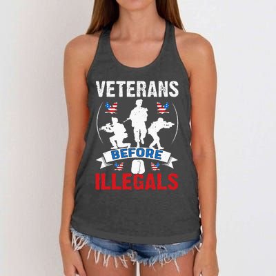 Veterans Before Illegal 4th Of July USA Soldier American Women's Knotted Racerback Tank