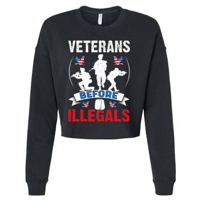 Veterans Before Illegal 4th Of July USA Soldier American Cropped Pullover Crew