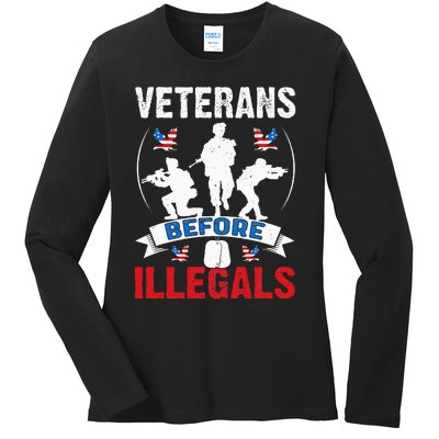 Veterans Before Illegal 4th Of July USA Soldier American Ladies Long Sleeve Shirt