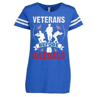 Veterans Before Illegal 4th Of July USA Soldier American Enza Ladies Jersey Football T-Shirt