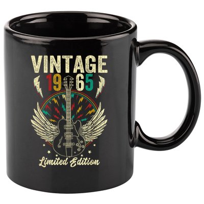 Vintage Born In 1965 60th Birthday 60 Years Old Guitar 11oz C Handle Ceramic Mug