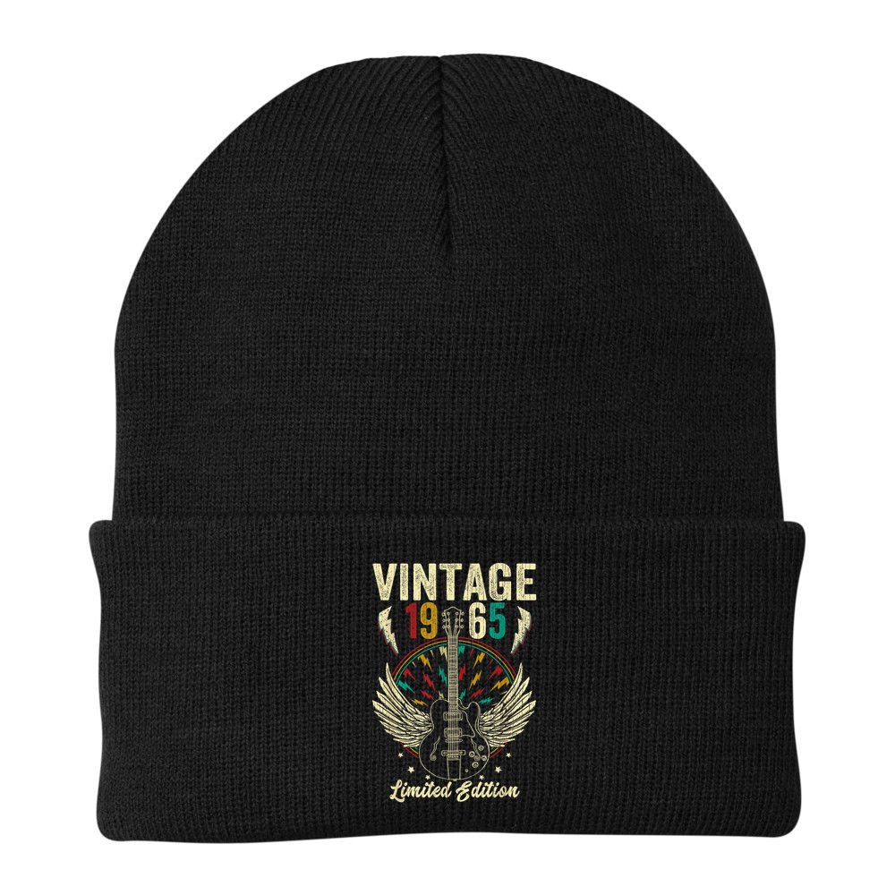 Vintage Born In 1965 60th Birthday 60 Years Old Guitar Beanie