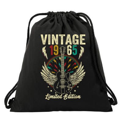 Vintage Born In 1965 60th Birthday 60 Years Old Guitar Drawstring Bag