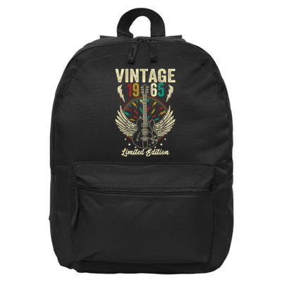 Vintage Born In 1965 60th Birthday 60 Years Old Guitar 16 in Basic Backpack