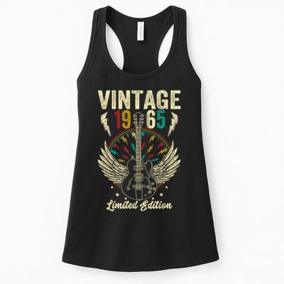 Vintage Born In 1965 60th Birthday 60 Years Old Guitar Womens Tank Top