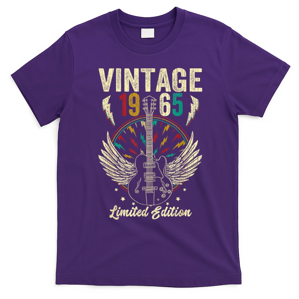 Vintage Born In 1965 60th Birthday 60 Years Old Guitar T-Shirt