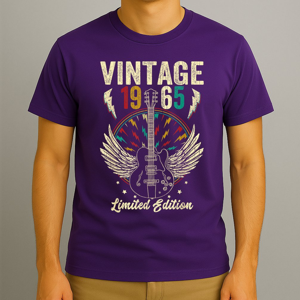Vintage Born In 1965 60th Birthday 60 Years Old Guitar T-Shirt