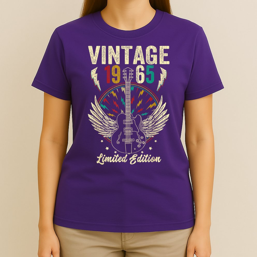 Vintage Born In 1965 60th Birthday 60 Years Old Guitar T-Shirt