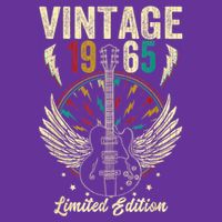 Vintage Born In 1965 60th Birthday 60 Years Old Guitar T-Shirt