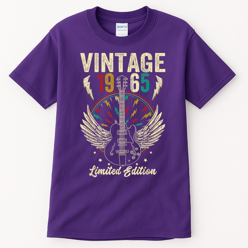 Vintage Born In 1965 60th Birthday 60 Years Old Guitar Tall T-Shirt