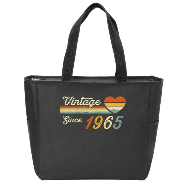 Vintage Born In 1965 Birthday Ladies Zip Tote Bag