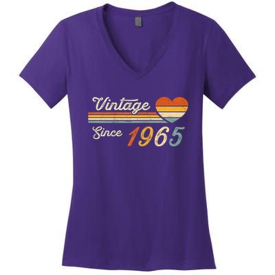 Vintage Born In 1965 Birthday Ladies Women's V-Neck T-Shirt