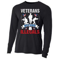 Veterans Before Illegal 4th Of July USA Soldier American Cooling Performance Long Sleeve Crew