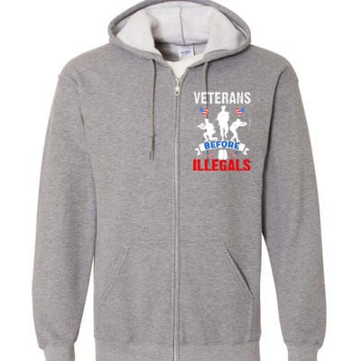 Veterans Before Illegal 4th Of July USA Soldier American Full Zip Hoodie