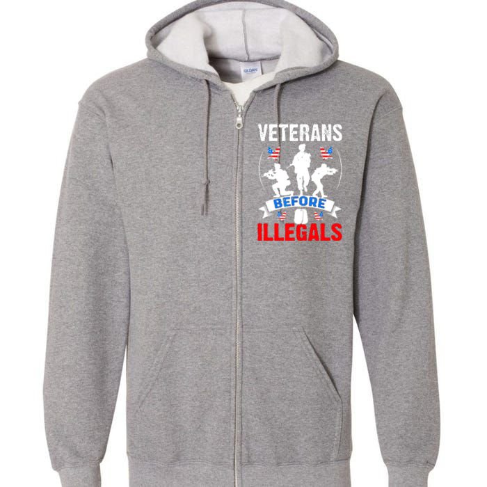 Veterans Before Illegal 4th Of July USA Soldier American Full Zip Hoodie