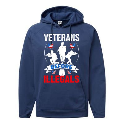 Veterans Before Illegal 4th Of July USA Soldier American Performance Fleece Hoodie