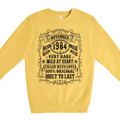 Vintage Born In November 1984 40th Birthday 40 Years Old Premium Crewneck Sweatshirt