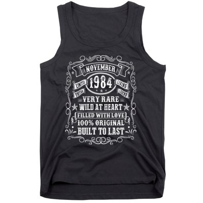 Vintage Born In November 1984 40th Birthday 40 Years Old Tank Top