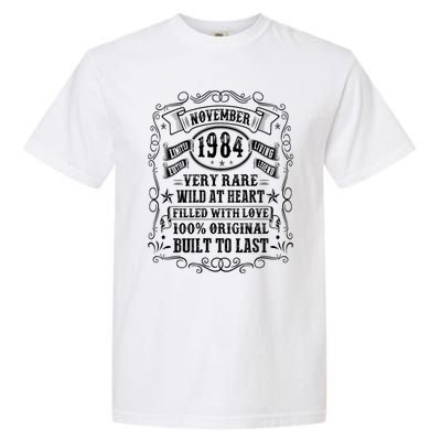 Vintage Born In November 1984 40th Birthday 40 Years Old Garment-Dyed Heavyweight T-Shirt