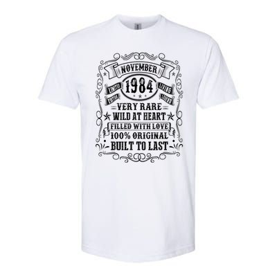 Vintage Born In November 1984 40th Birthday 40 Years Old Softstyle CVC T-Shirt