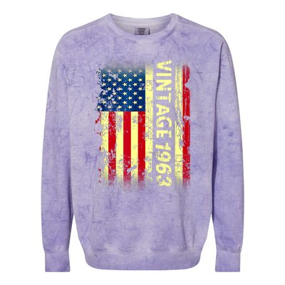 Vintage Born In 1963 Patriotic American Flag Birthday Colorblast Crewneck Sweatshirt