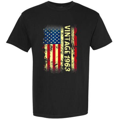 Vintage Born In 1963 Patriotic American Flag Birthday Garment-Dyed Heavyweight T-Shirt