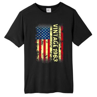 Vintage Born In 1963 Patriotic American Flag Birthday Tall Fusion ChromaSoft Performance T-Shirt