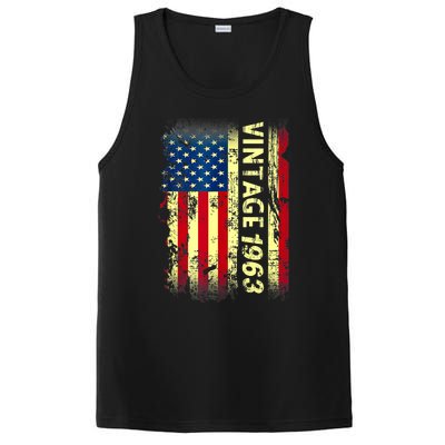 Vintage Born In 1963 Patriotic American Flag Birthday PosiCharge Competitor Tank