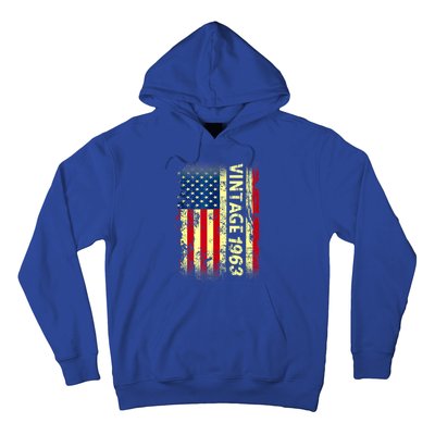 Vintage Born In 1963 Patriotic American Flag Birthday Hoodie