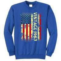 Vintage Born In 1963 Patriotic American Flag Birthday Sweatshirt