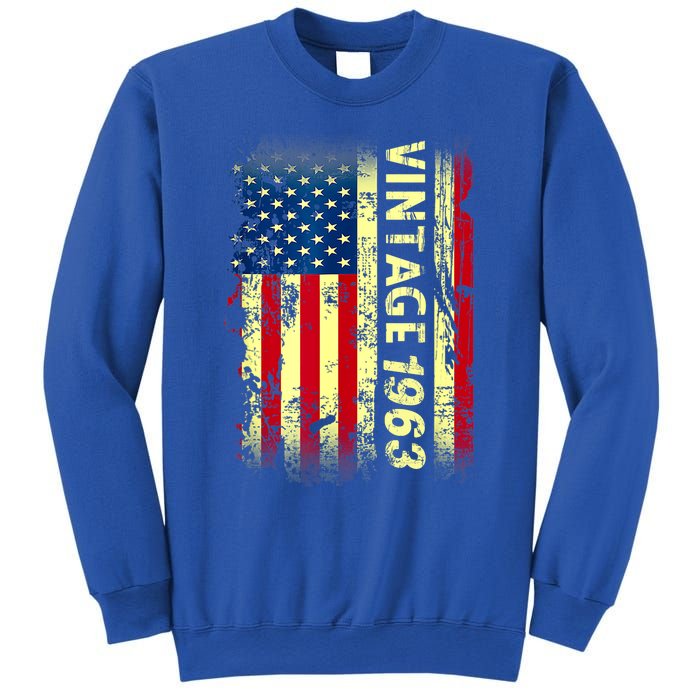 Vintage Born In 1963 Patriotic American Flag Birthday Sweatshirt