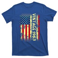 Vintage Born In 1963 Patriotic American Flag Birthday T-Shirt