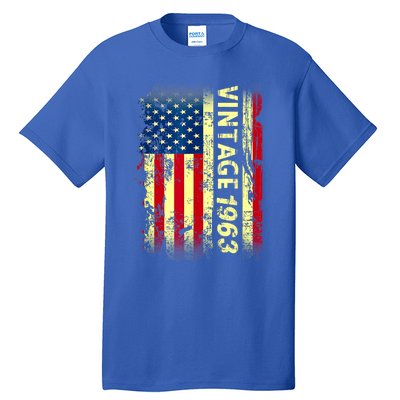 Vintage Born In 1963 Patriotic American Flag Birthday Tall T-Shirt