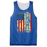 Vintage Born In 1963 Patriotic American Flag Birthday Mesh Reversible Basketball Jersey Tank