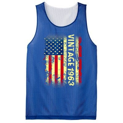 Vintage Born In 1963 Patriotic American Flag Birthday Mesh Reversible Basketball Jersey Tank