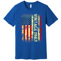 Vintage Born In 1963 Patriotic American Flag Birthday Premium T-Shirt