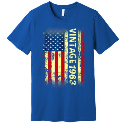 Vintage Born In 1963 Patriotic American Flag Birthday Premium T-Shirt