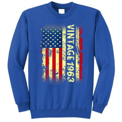 Vintage Born In 1963 Patriotic American Flag Birthday Tall Sweatshirt