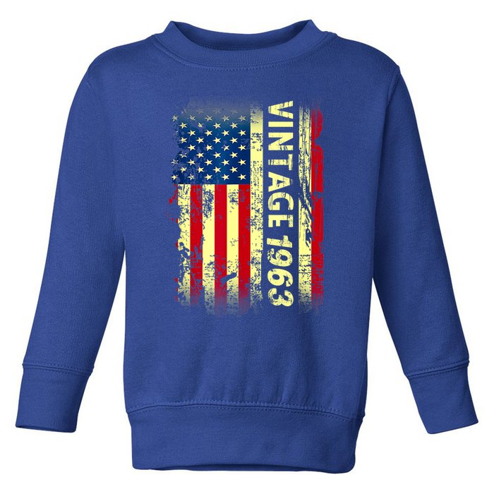 Vintage Born In 1963 Patriotic American Flag Birthday Toddler Sweatshirt