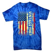 Vintage Born In 1963 Patriotic American Flag Birthday Tie-Dye T-Shirt