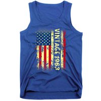 Vintage Born In 1963 Patriotic American Flag Birthday Tank Top