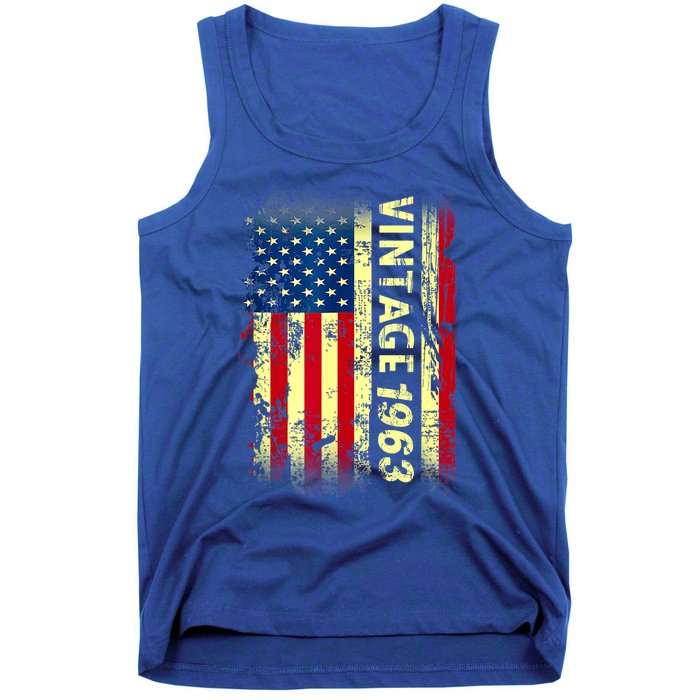 Vintage Born In 1963 Patriotic American Flag Birthday Tank Top