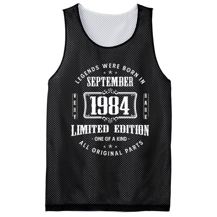 Vintage Born In September 1984 40th Birthday 40 Years Old Mesh Reversible Basketball Jersey Tank