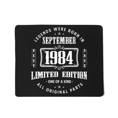 Vintage Born In September 1984 40th Birthday 40 Years Old Mousepad