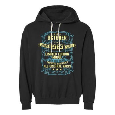 Vintage Born In October 1963 Birthday Garment-Dyed Fleece Hoodie